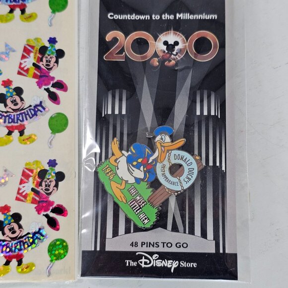 Disney Collectible Bundle Donald Duck Pin Disney World Button Birthday Stickers - Picture 2 of 10